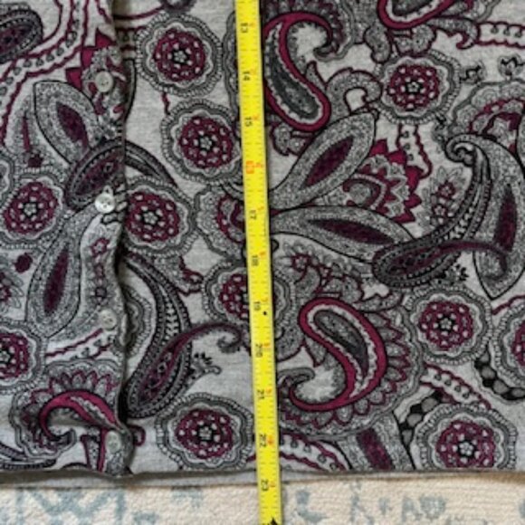 🧡3/15 Karen Scott Paisley Print Cotton Gray Cardigan Women's S - Picture 5 of 7